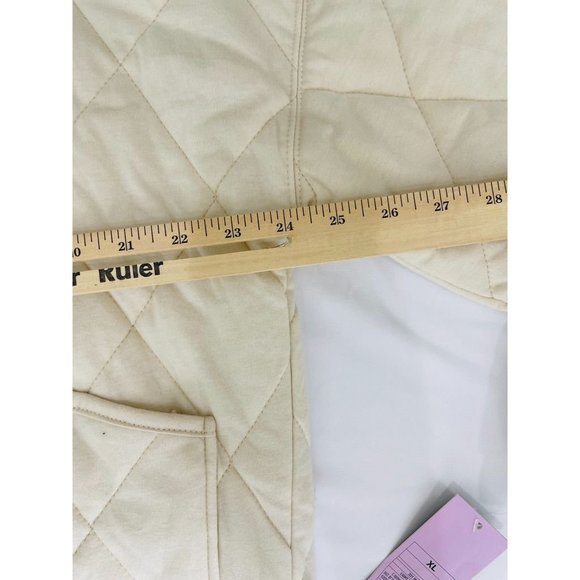 Wild Fable Womens Quilted Jacket Extra Large Ivory Puffer Zip Pockets Hooded New - Picture 9 of 11